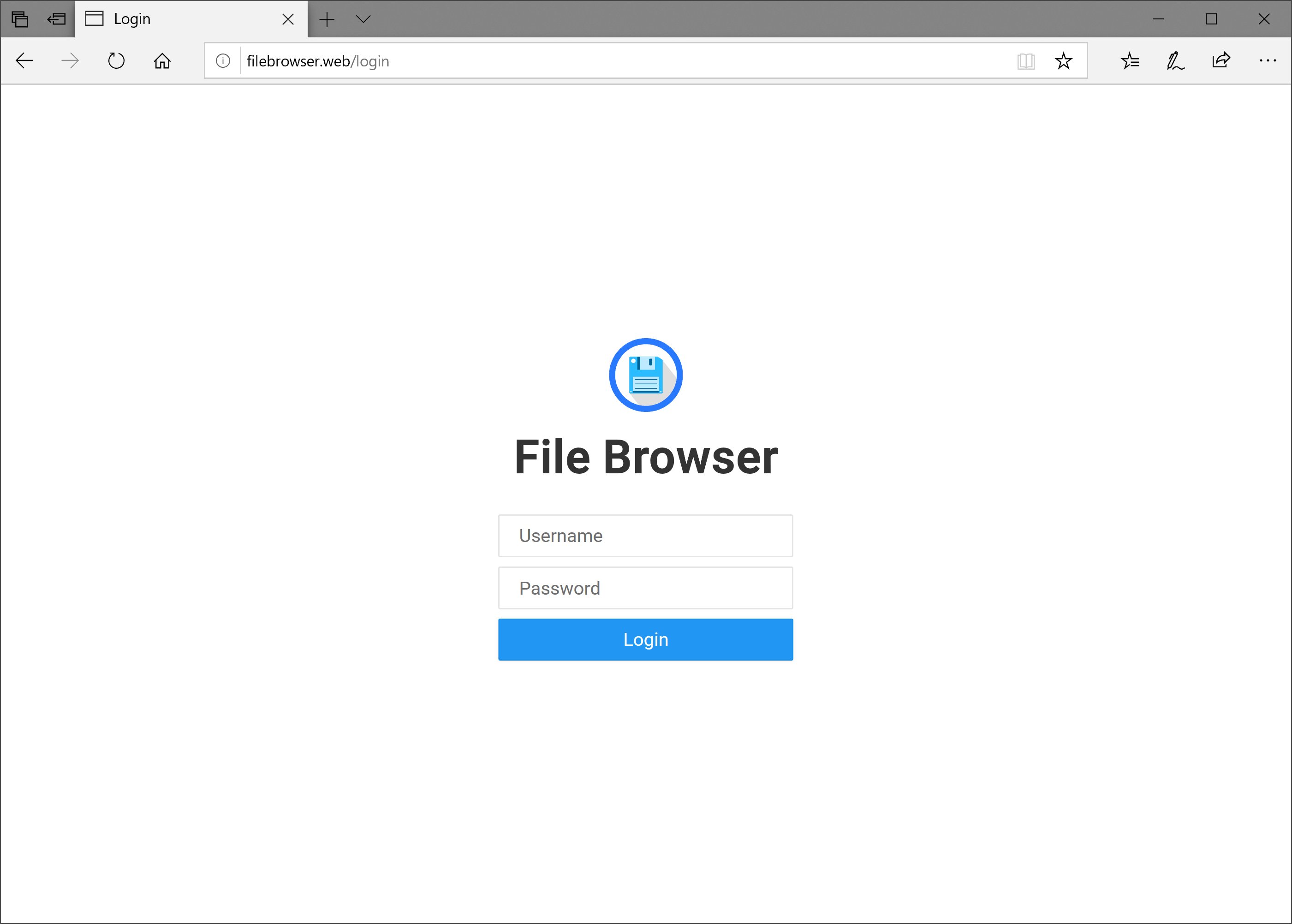 Page de login intégrée de filebrowser